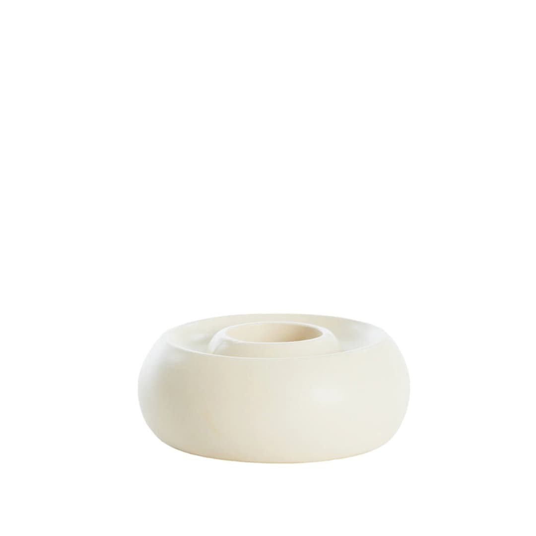 Porta velas ceramica - Mat cream - Ø20.5x7.5 cm