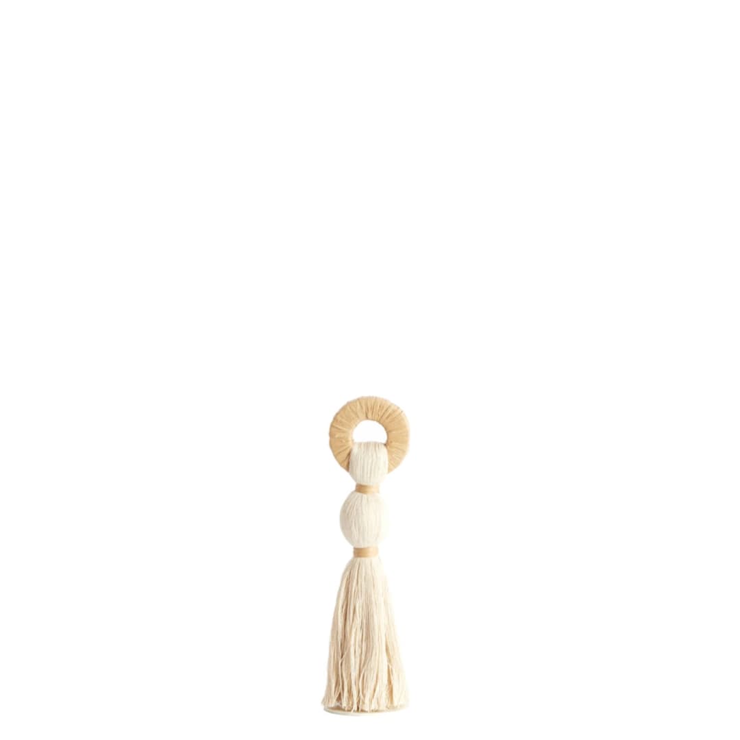 Ornamento hilo y raffia Tulum - Cream - Ø9x33 cm