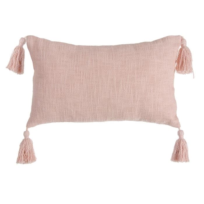 Cojin Rectangular Pompones - Rosa