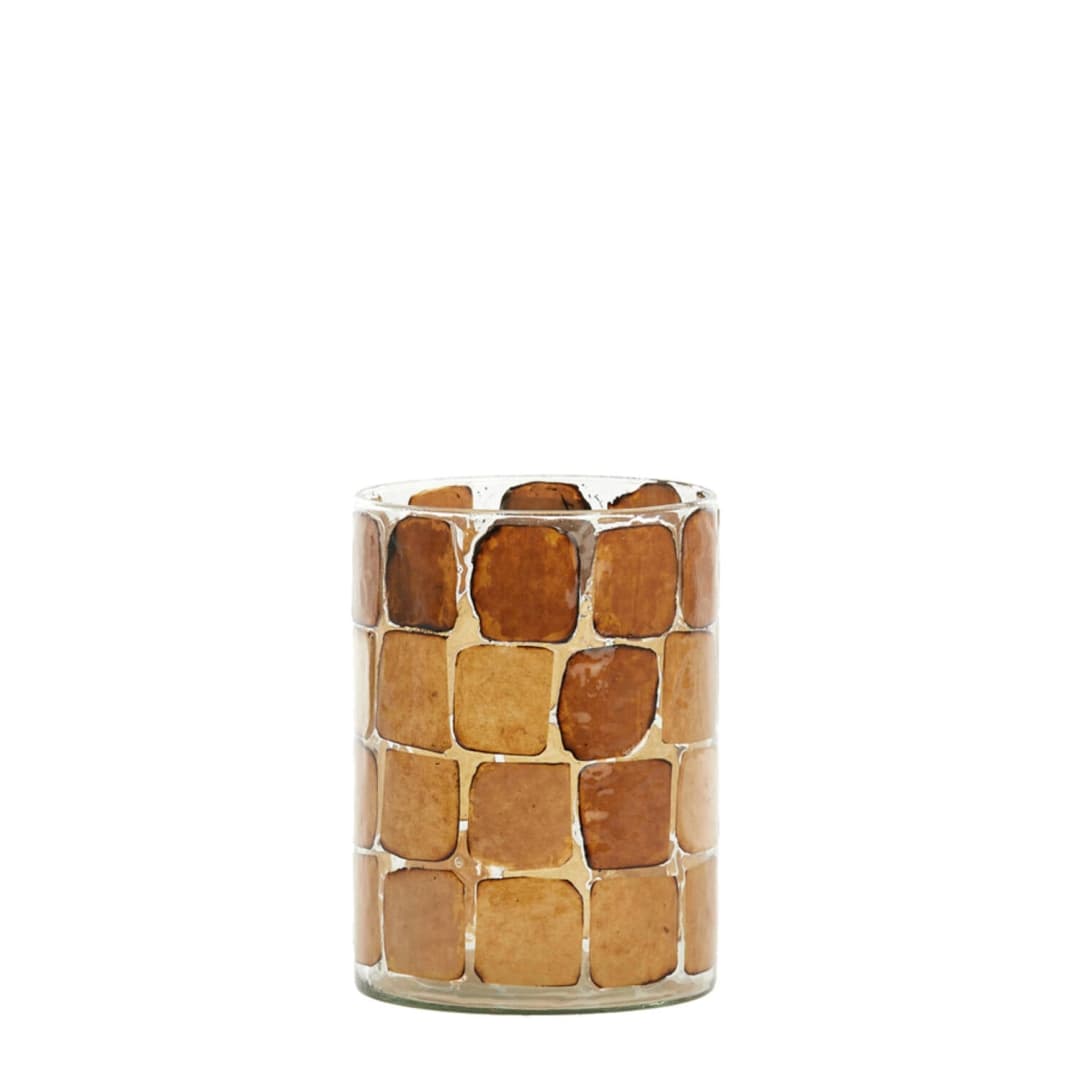 Porta velas vidrio - Hush brown - Ø14x20 cm