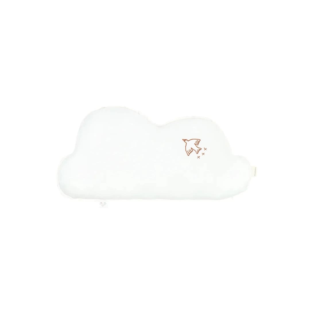 Cojín nube Lino frances lavado con bordado pajaro L1NO - Off white