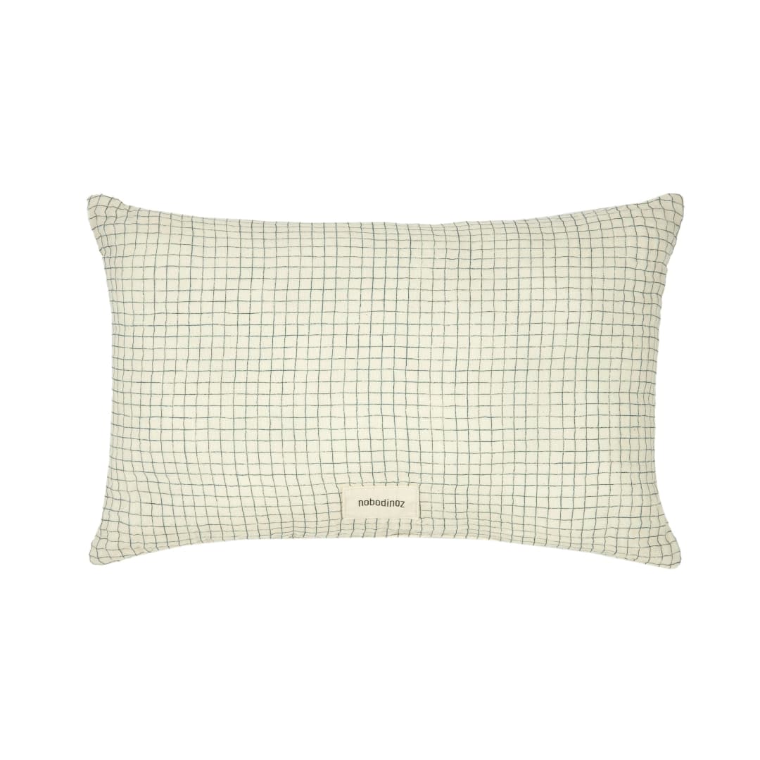 Cojín Rectangular Wabi Sabi (doble gasa algodón lavado) - Blue Grid