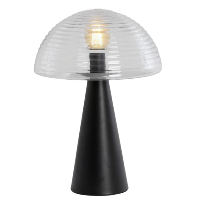 Lámpara sobremesa metal negro vidrio transparente Ø30x43 E27 - LLLS0334
