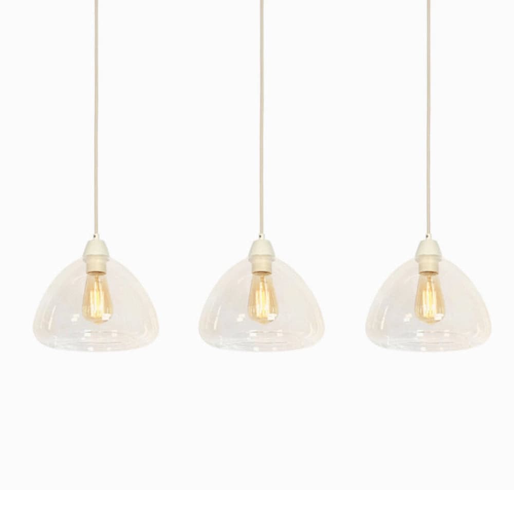 Lámpara colgante vidrio transparente crema 3L 94x26x19 cm E27 - LLLC0665