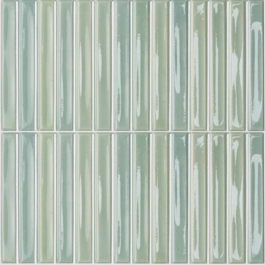 Cerámica Muro Colour Notes Kiwi Bars Verde Brillante 12.5x25 cm