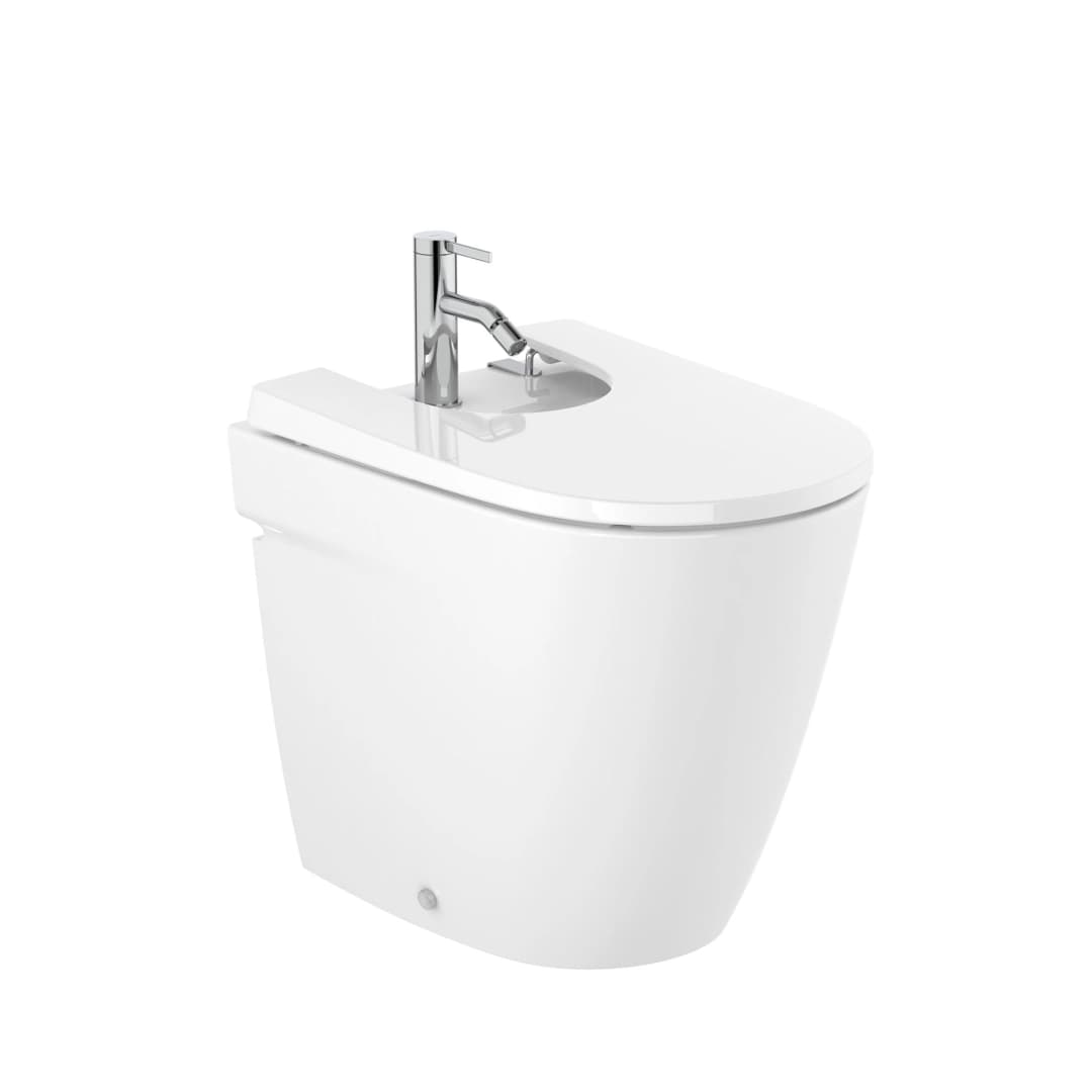 Bidé Piso Blanco Ona Compacto 1 Perforación y Tapa