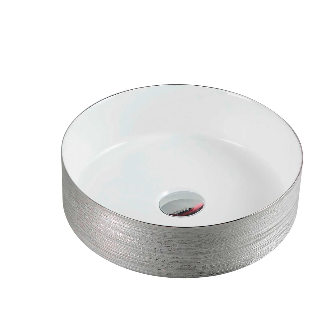 Lavamanos Redondo de Sobreponer Tripoli Plateado 350x350x120 mm Sin Rebalse