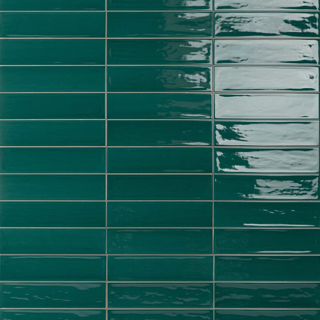 Cerámica Muro Flow Living Green Brillante 7.7x30.5 cm