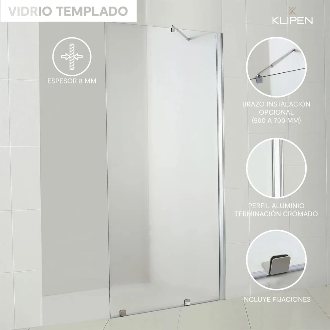 Mampara Style Fija de Receptáculo Perfil Cromado 1000x1980 mm