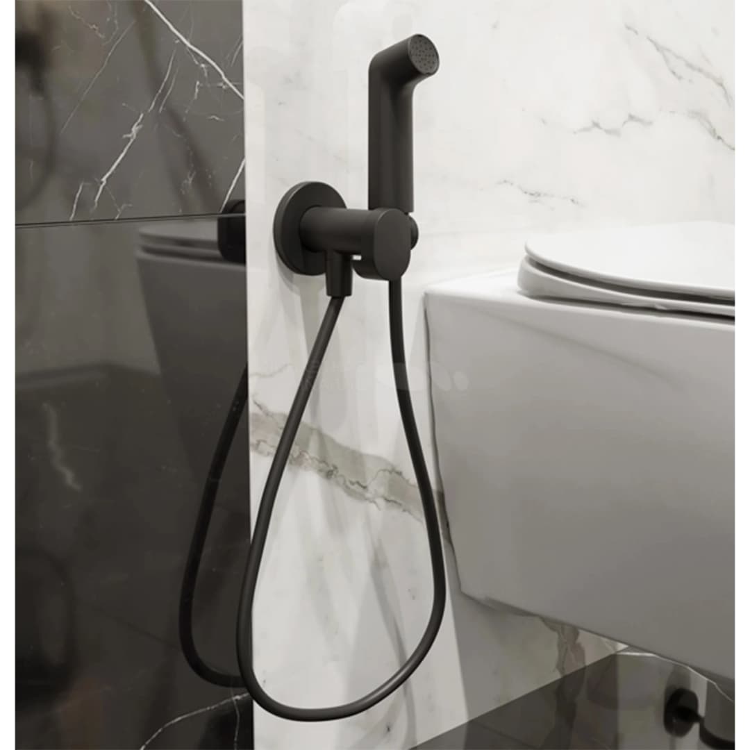 Grifería Ducha Higiénica con Soporte y Flexible Dorada 125 mm