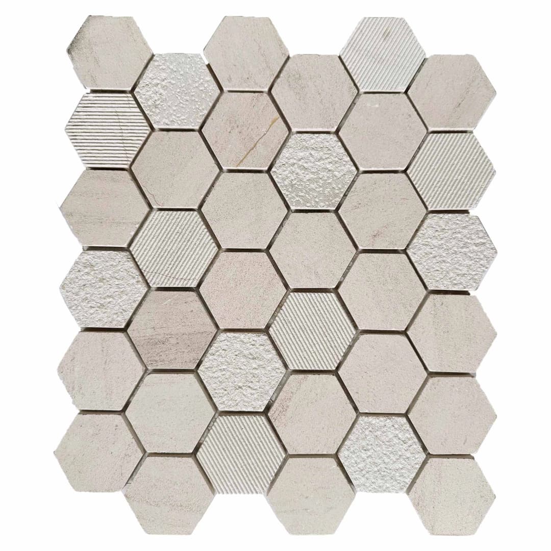 Mosaico Marfil Mix Hexagon 30x30 cm