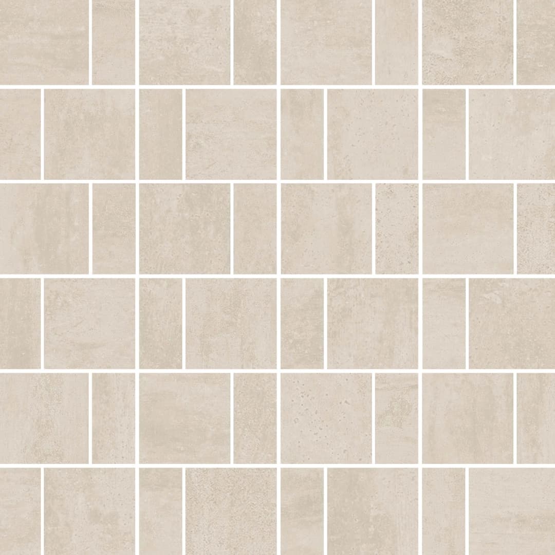 Porcelanato Mosaico Rythim Sintese Off White Blanco Mate 30x30 cm