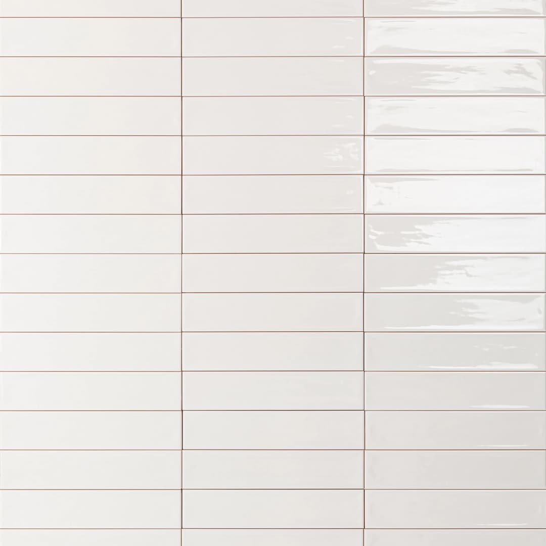 Cerámica Muro Flow White Brillante 7.7x30.5 cm