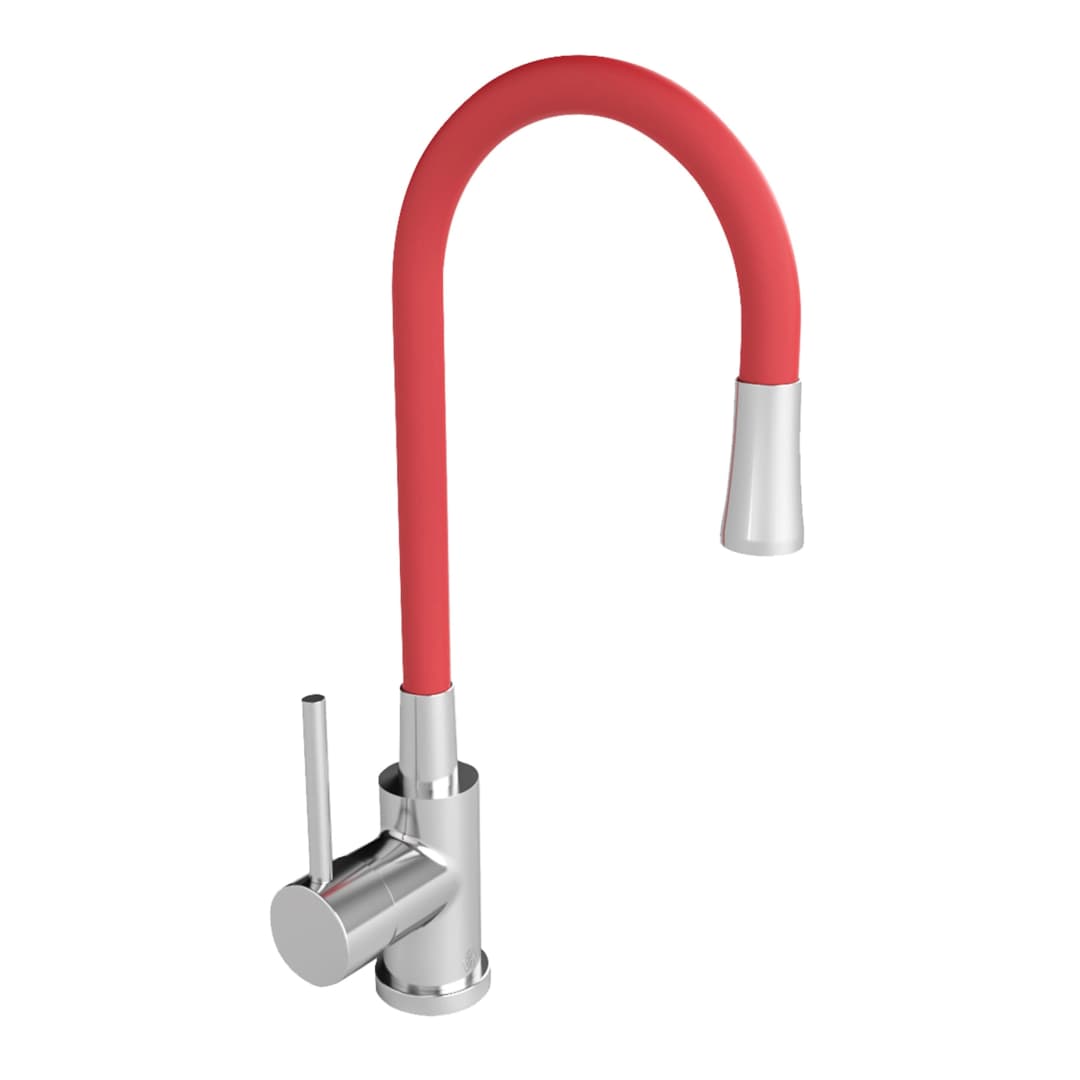 Grifería Colorflex Cocina Extraíble Caño Flexible Rojo