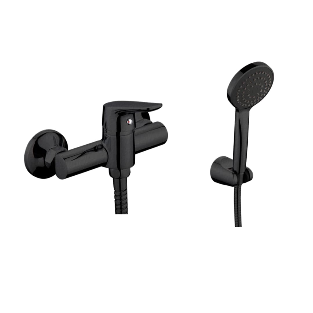 Grifería Expuesta de 1 vía Concept Negro Mate Incluye Ducha Fono, Flexible 1.70 cm y Soporte Ducha