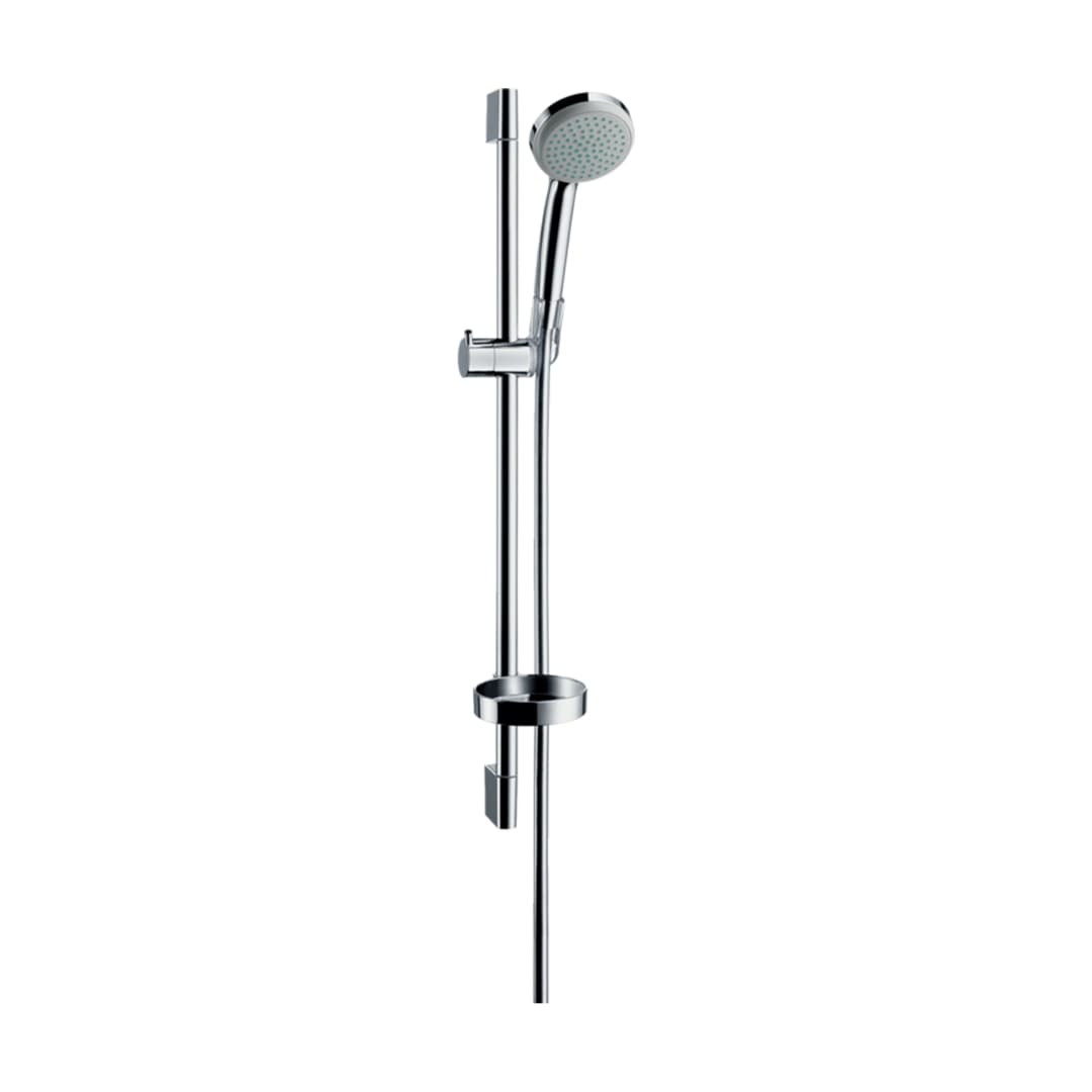 Set Barra Croma Soporte, Ducha Fono, Jabonera y Flexible Cromado 65