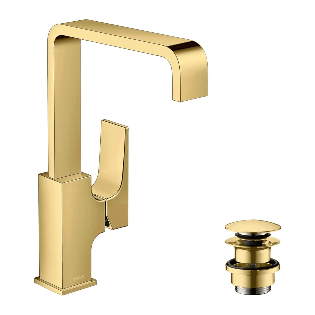 Griferia Lavamanos Metropol 23 Cm con Desagüe 32511990 Polished Gold
