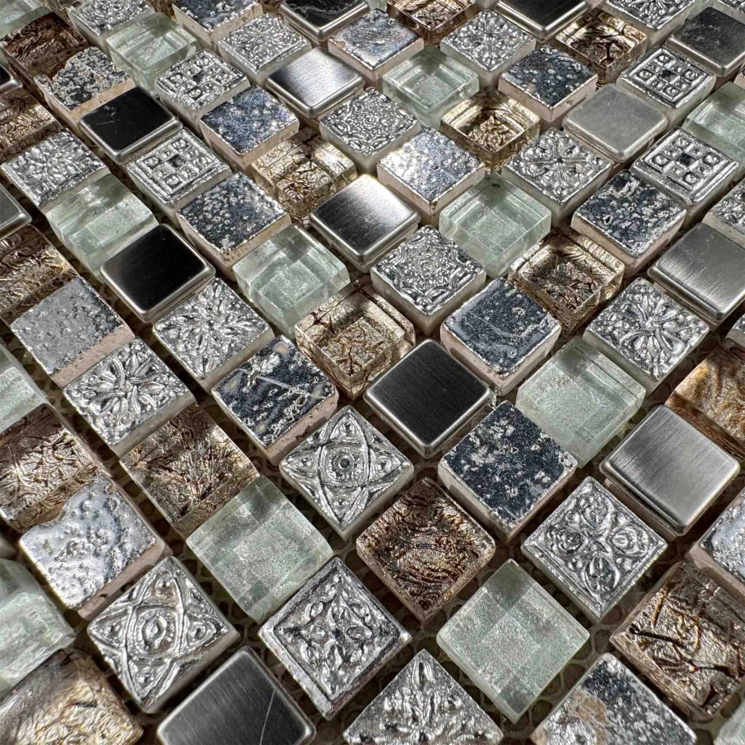 Mosaico Stone Glass Silver 30x30 cm
