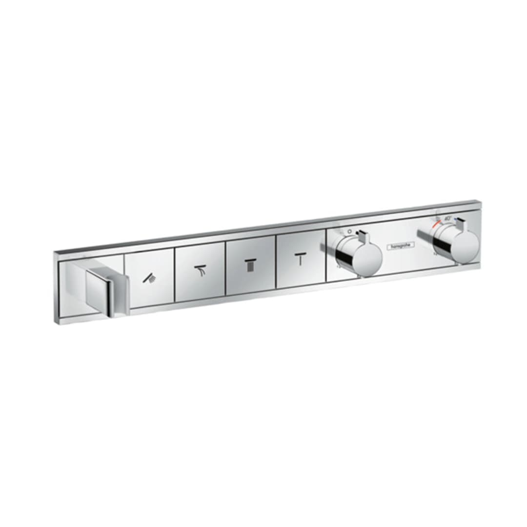 Termostato Rainselect Cuatro Vías sin Cuerpo Interno con Soporte y Union Muro Cromado