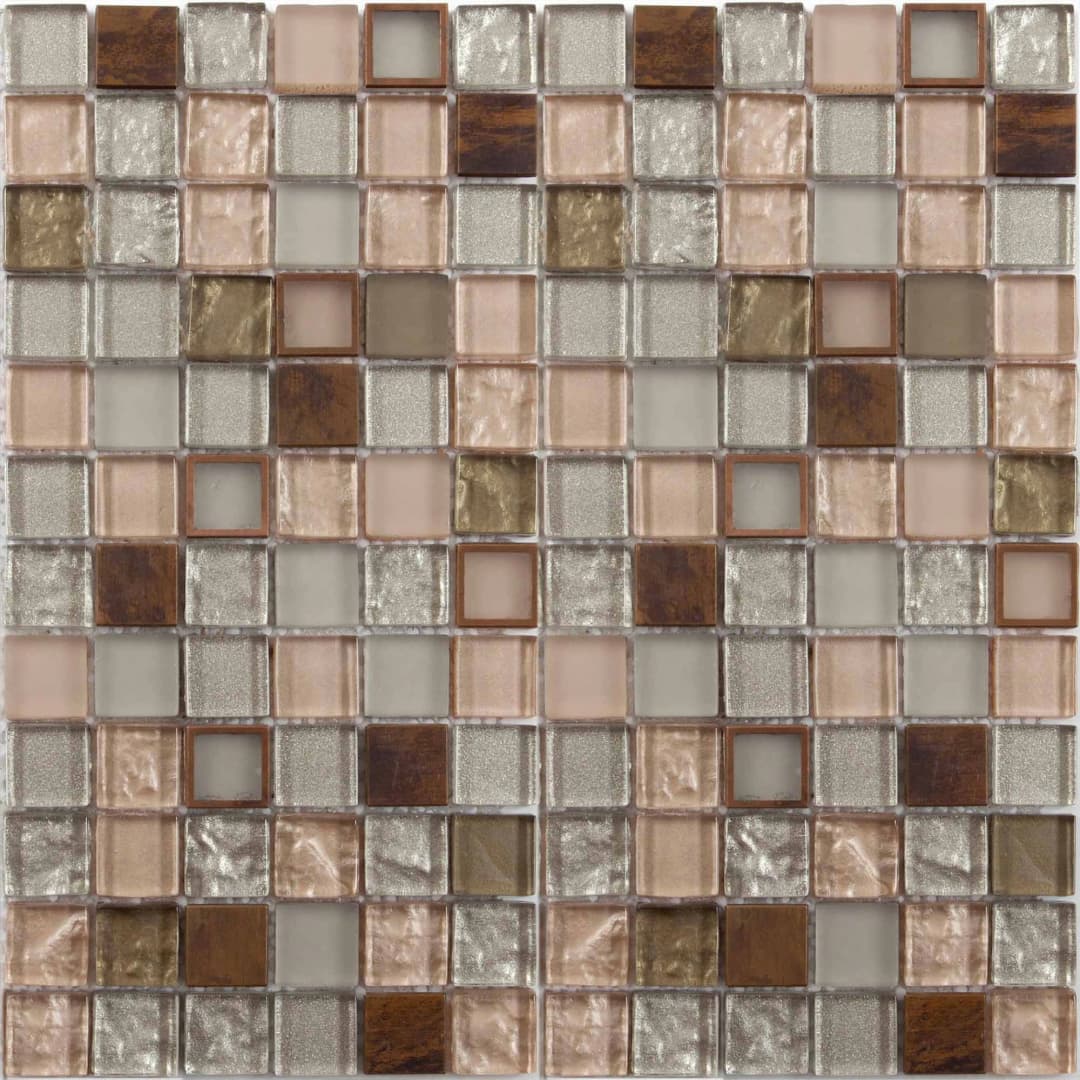 Mosaico Cristal Stone Metal Mix Brown 30x30 cm