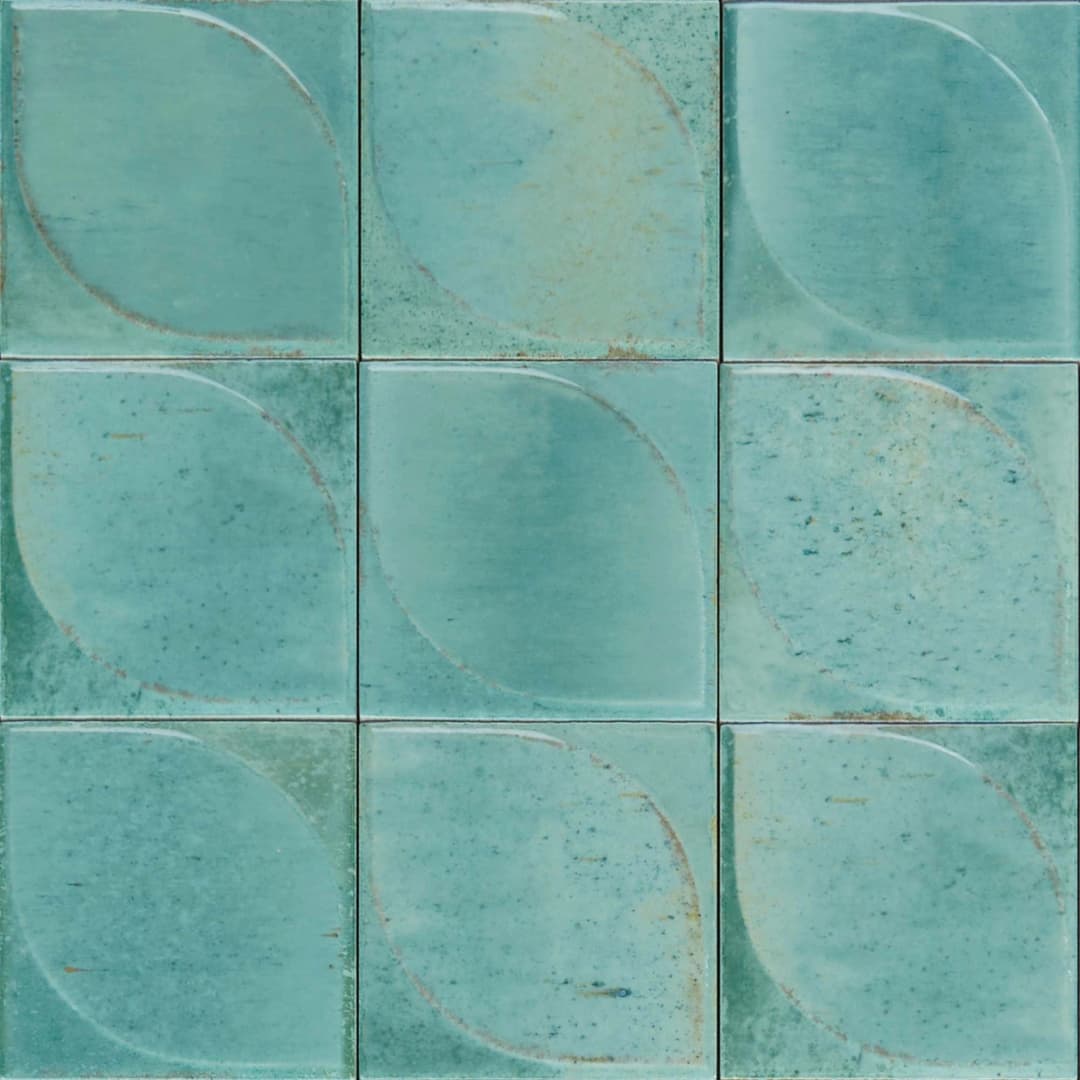 Porcelanato Lume Turquoise 3D Dew Lux Brillante 10x10 cm