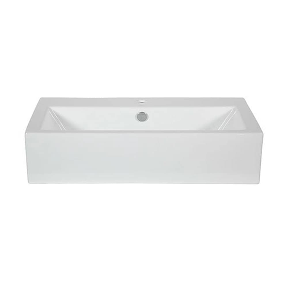Lavamanos Ji con Rebalse Sobre Cubierta Rectangular Blanco