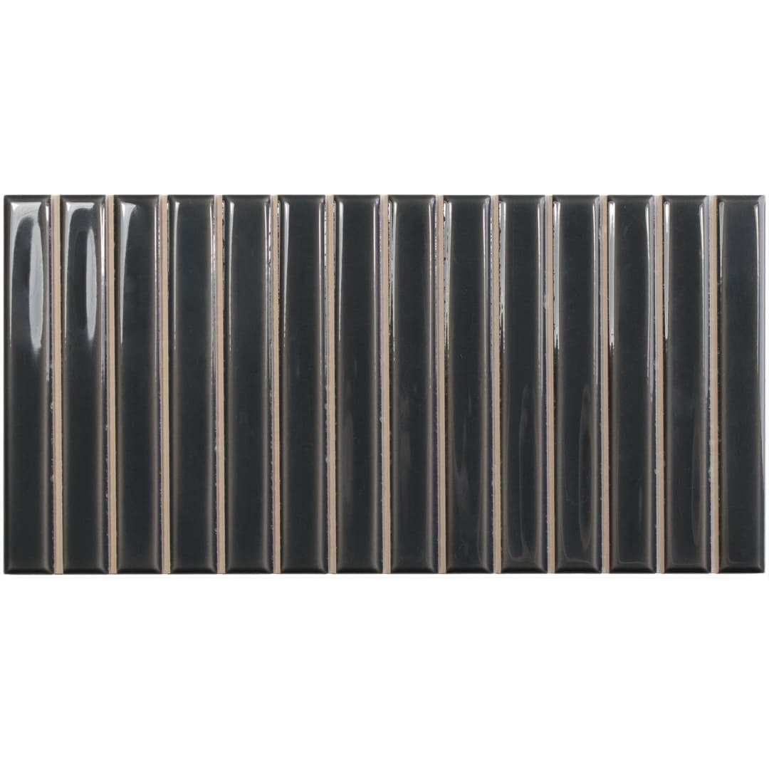 Cerámica Muro Sweet Bars Negro Brillante 12.x25 cm