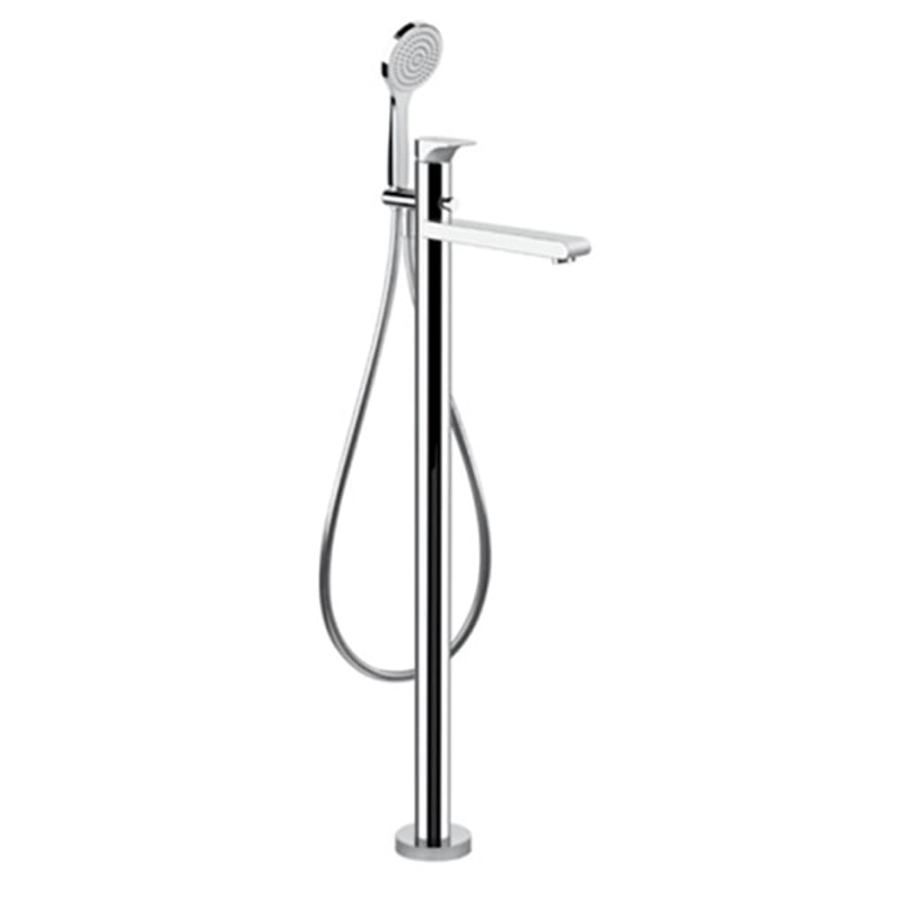 Griferia Tina de Pie Via Solferino sin Cuerpo Interno con Soporte, Ducha Fono y Flexible Negro Mate