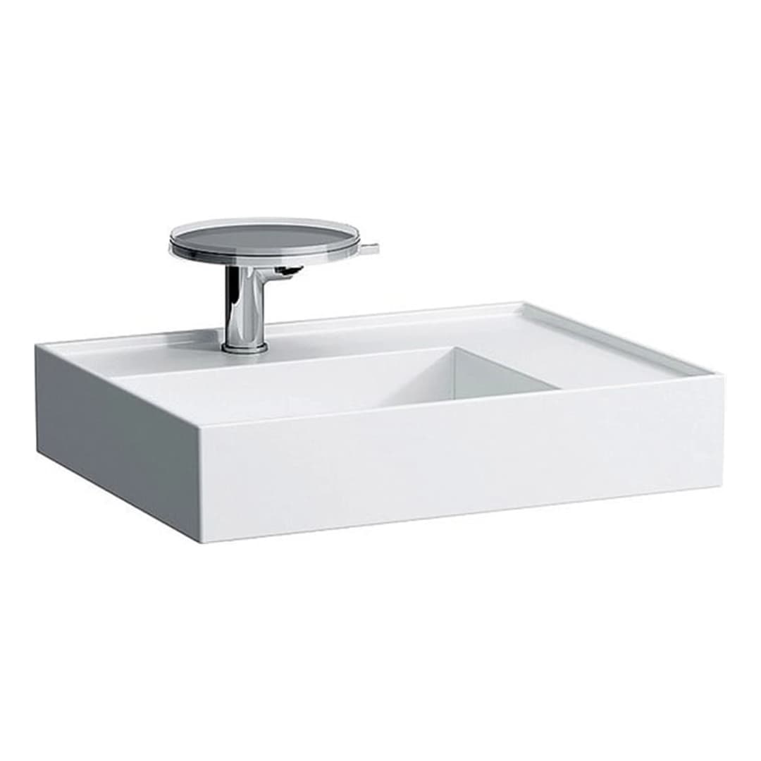 Lavamanos Kartell Sobre Cubierta Rectangular a Muro Desagüe Oculto sin Rebalse Blanco