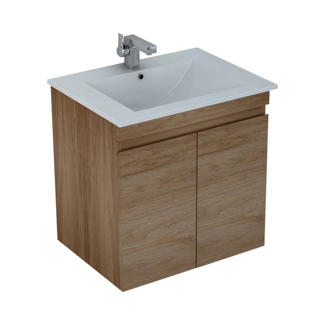 Mueble de Baño Delfos con Lavamanos 600x450x600 mm 2 Puertas Light Oak