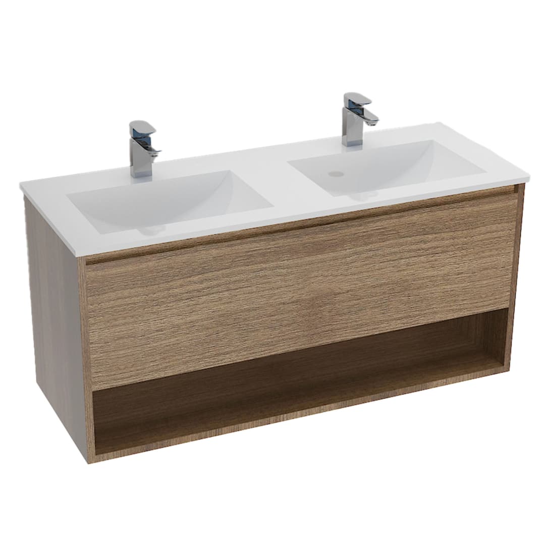 Mueble de Baño Delfos con Lavamanos 1200x450x350 mm 1 Cajón y Repisa Light Oak