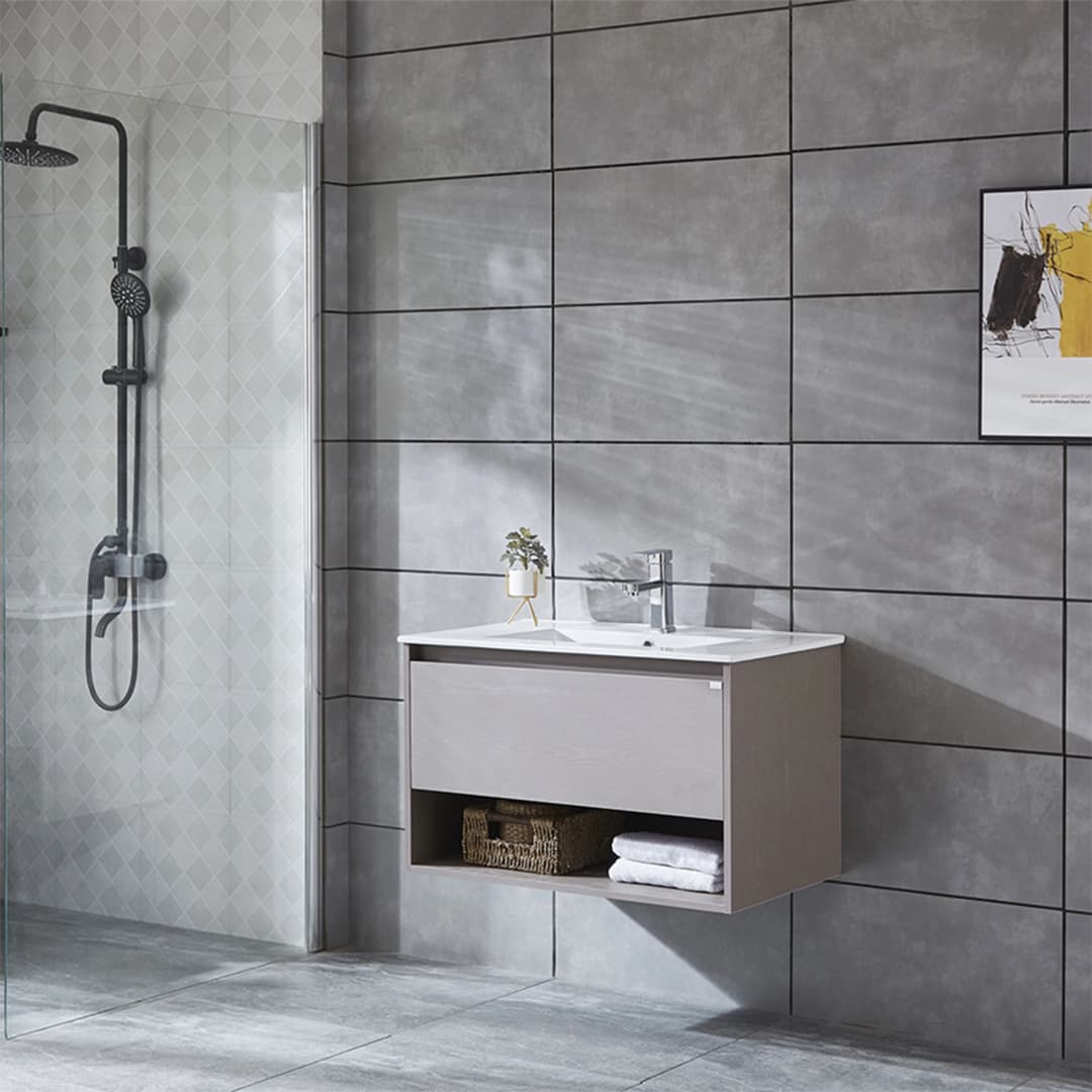 Mueble de Baño Queen con Lavamanos 900 mm 1 Cajón y Repisa Cool Grey