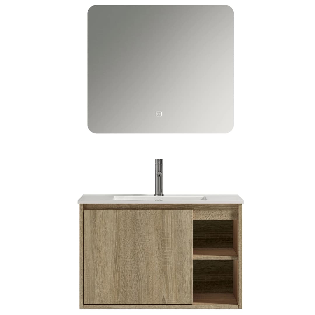 Mueble de Baño Nepal con Lavamanos 800x470x500 mm 2 Puertas y Repisa Brown Wood
