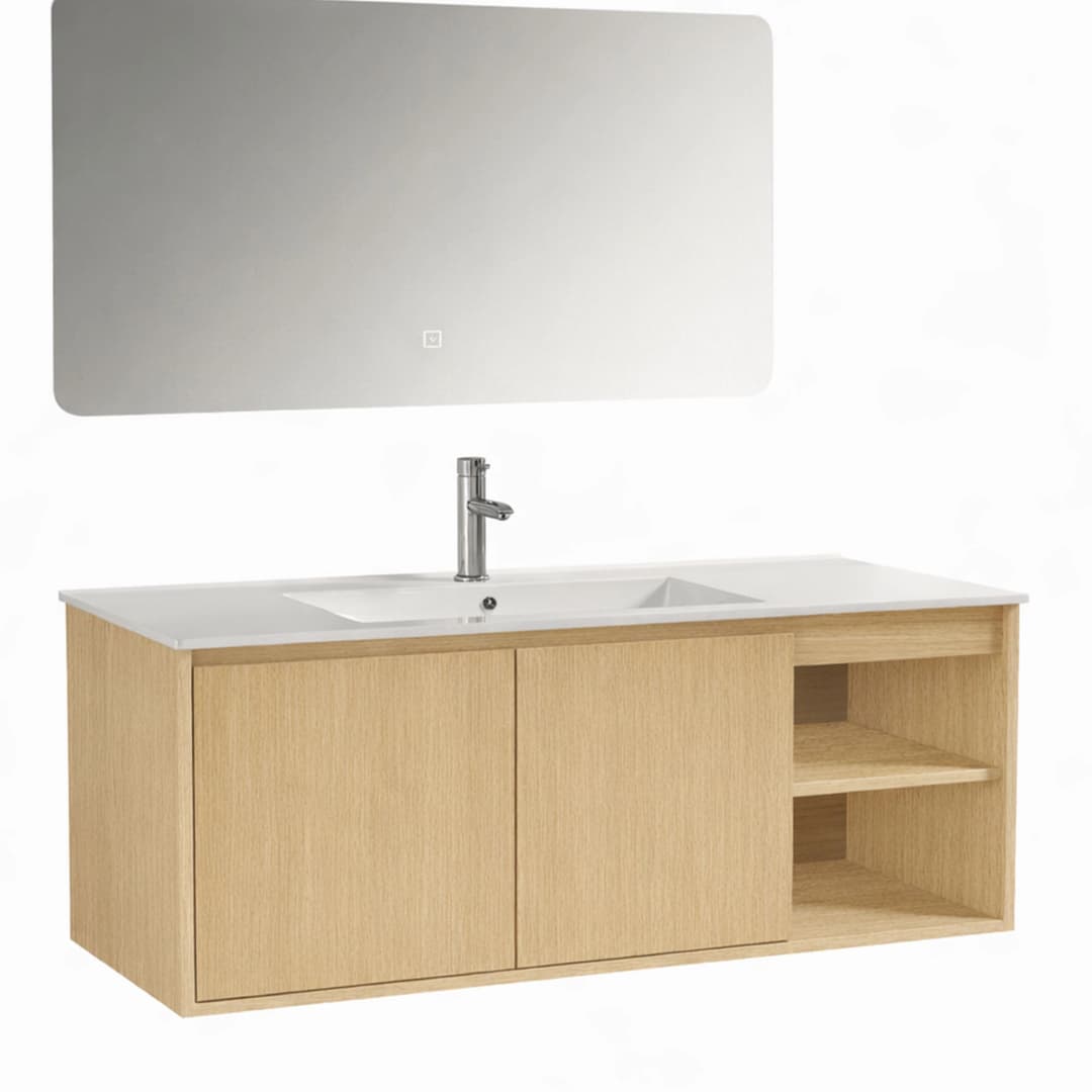 Mueble de Baño Nepal con Lavamanos 1200x470x500 mm 2 Puertas y Repisa Light Oak