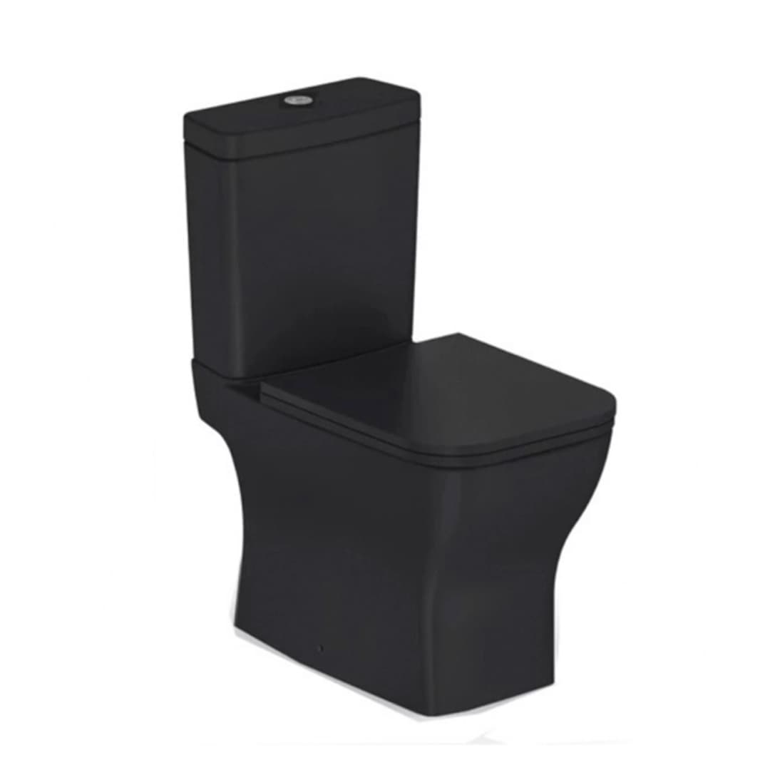 WC Two Piece Boss-n Negro Mate Descarga a Piso 300 mm