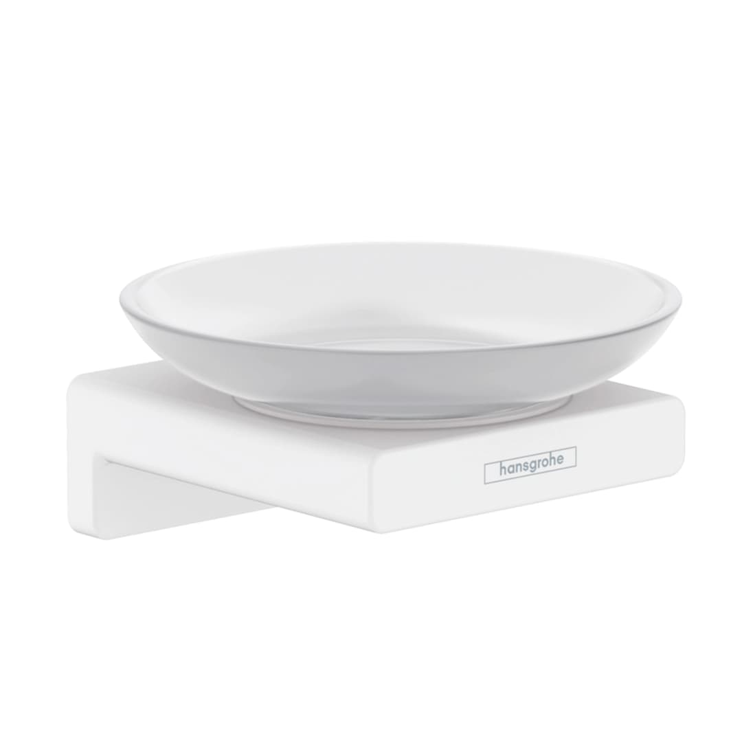 Jabonera Addstoris Mural Vidrio y Metal Blanco 10.7x10.9x5.2 cm