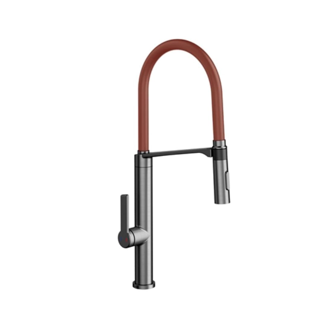 Grifería Cocina Mix Extraíble Caño Flexible 2 Jet 006957BV Brushed Graphite/Terracota