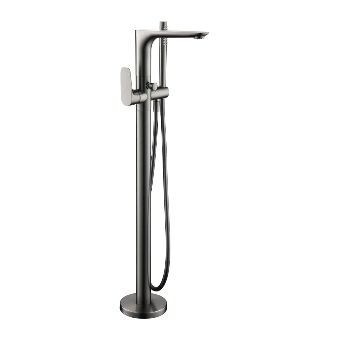 Grifería Tina Pie Urban Con Set Soporte Ducha Gun Grey