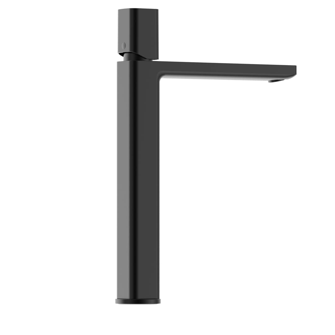 Grifería Lavamanos Argo Alta 24 cm S/Desagüe Negro Mate