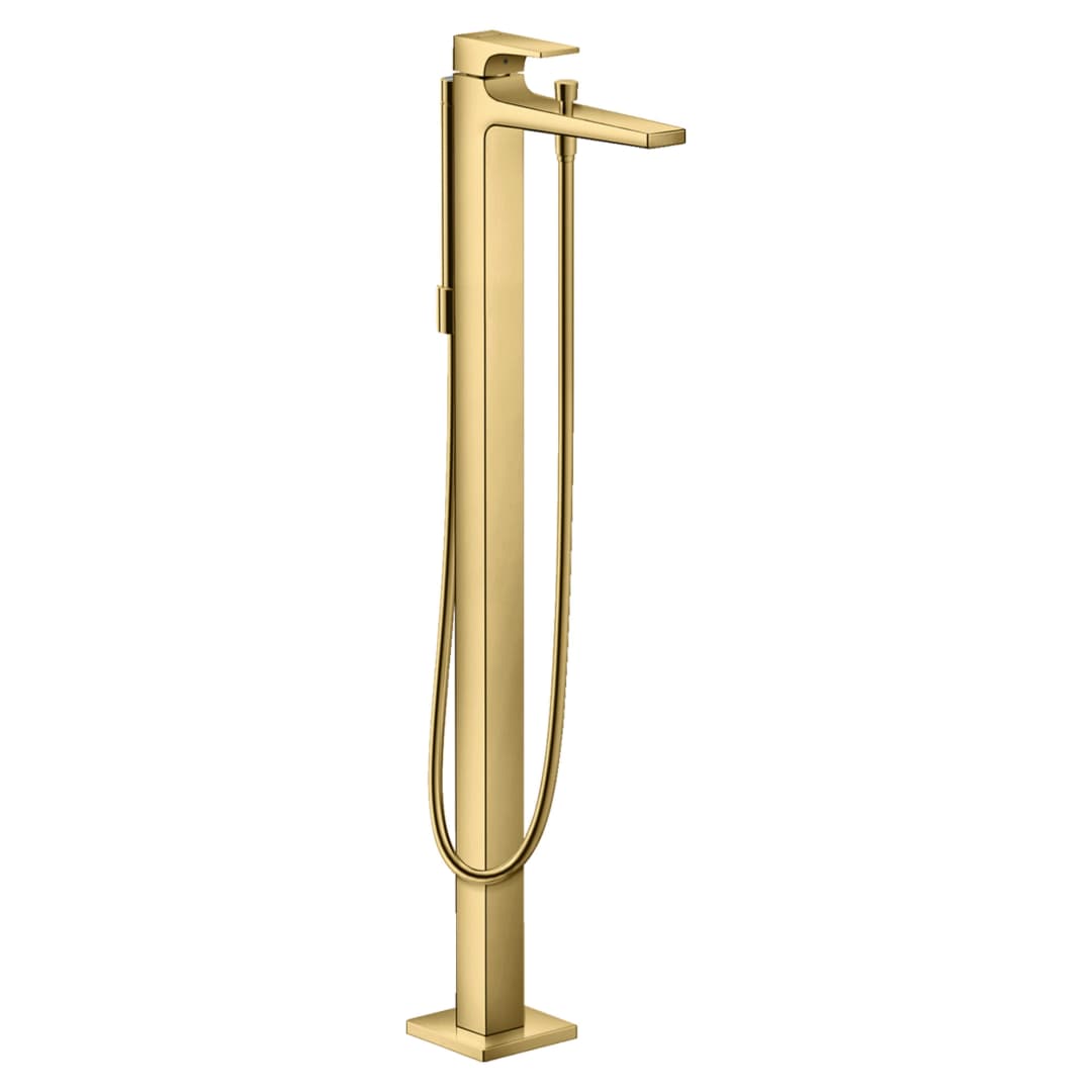 Grifería Tina pie Metropol con Ducha Fono flexible y Soporte Polished Gold