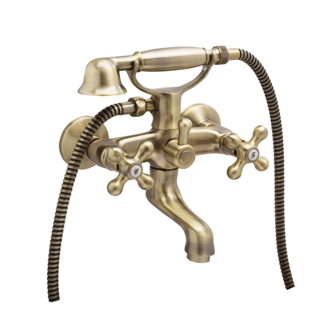 Grifería Ducha Tina New Regent Expuesta Con Set Soporte Ducha Antique Bronze