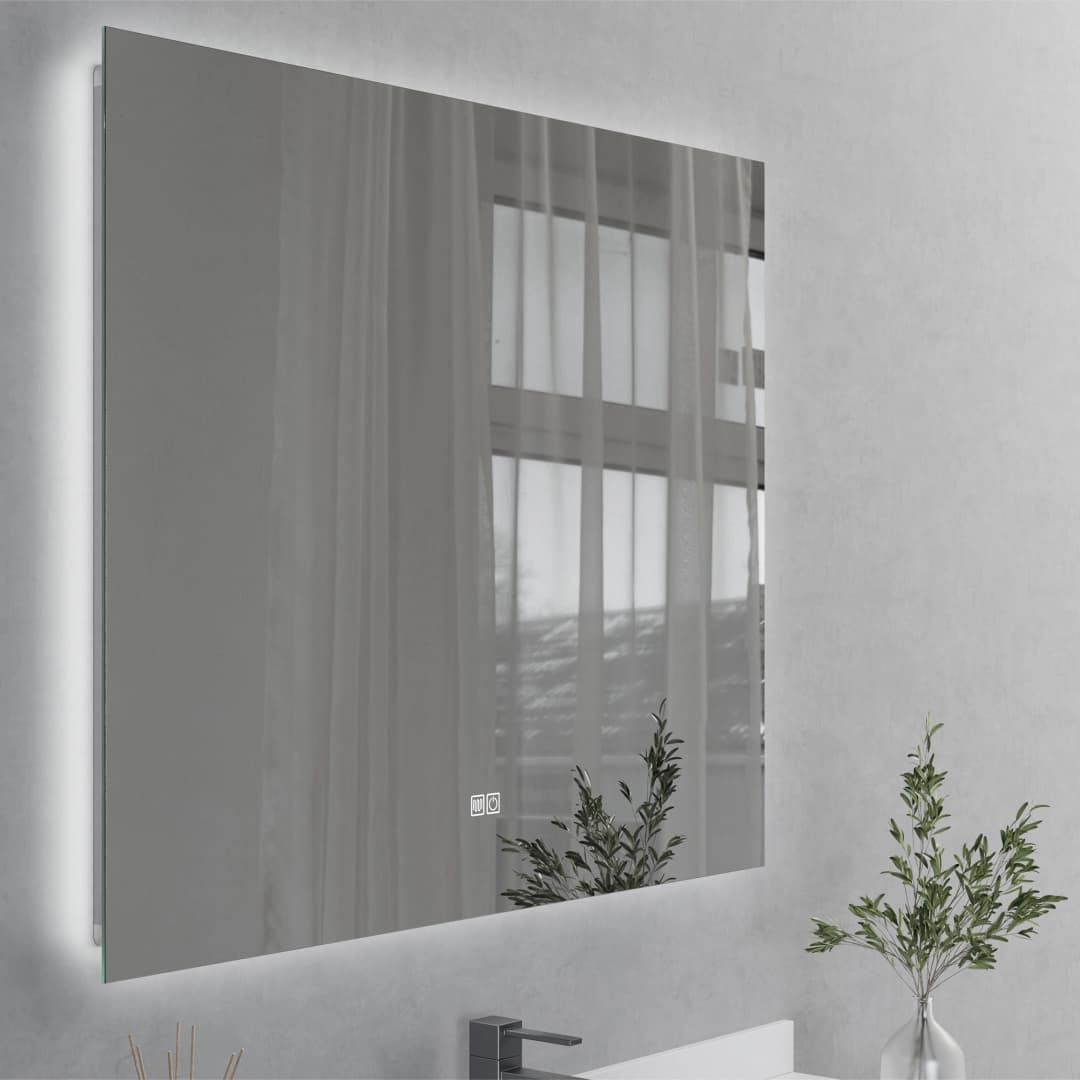Espejo Mandarin Rectangular Desempañante Retroiluminado Cromado 100x80x4 cm