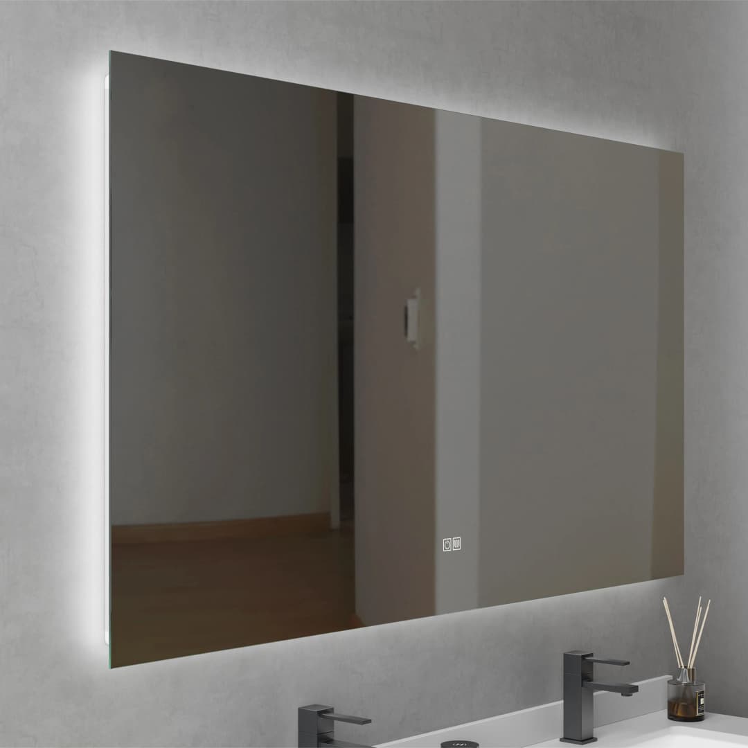Espejo Mandarin Rectangular Desempañante Retroiluminado Cromado 140x80x4 cm