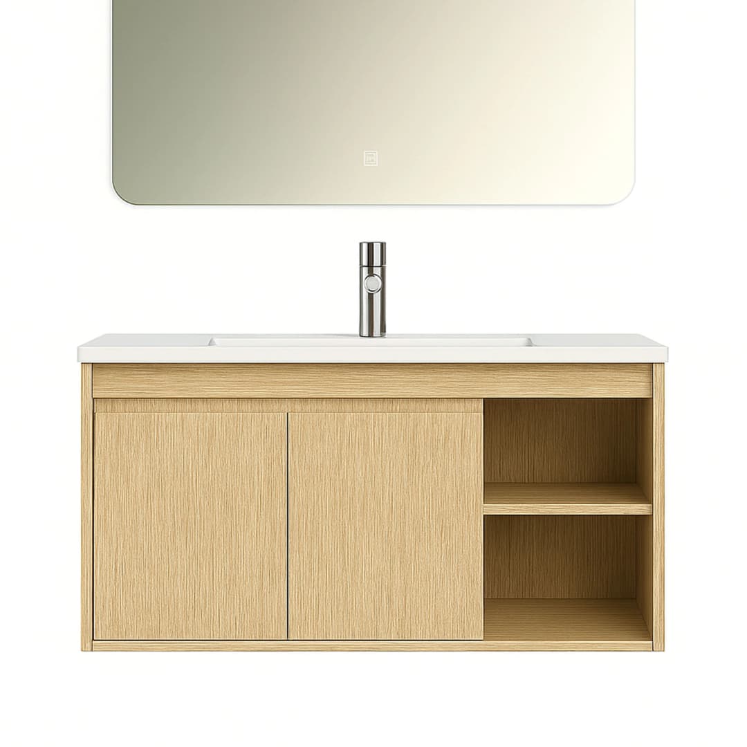 Mueble de Baño Nepal con Lavamanos 700x465x500 mm 2 Puertas Y Repisa Light Oak