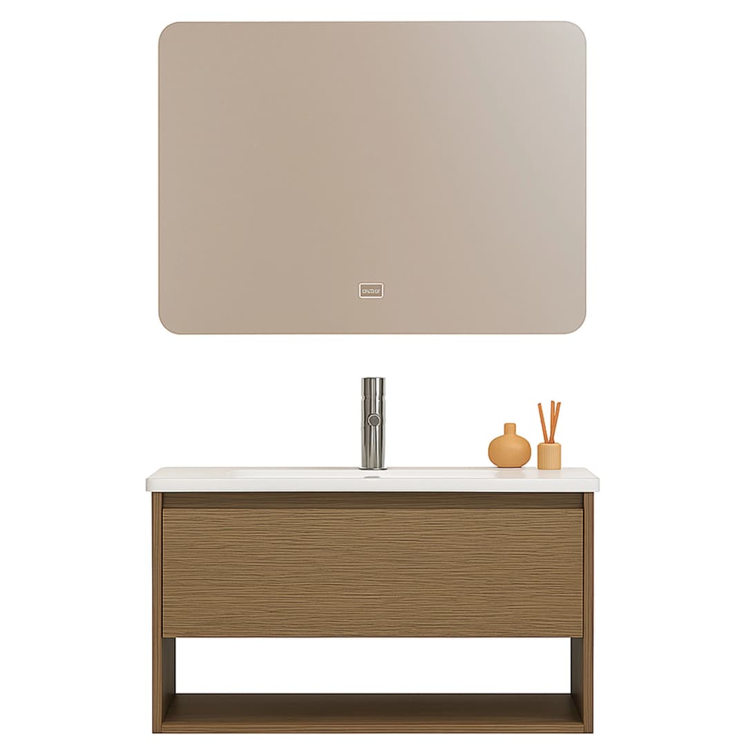 Mueble de Baño Nepal 1 Cajón y Repisa Abedul con Lavamanos 710x465x500 mm