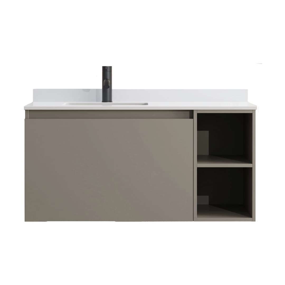 Mueble de Baño Princess con Lavamanos de Porcelanato 800x470x500 mm 1 Cajón y Repisa Grey Moka