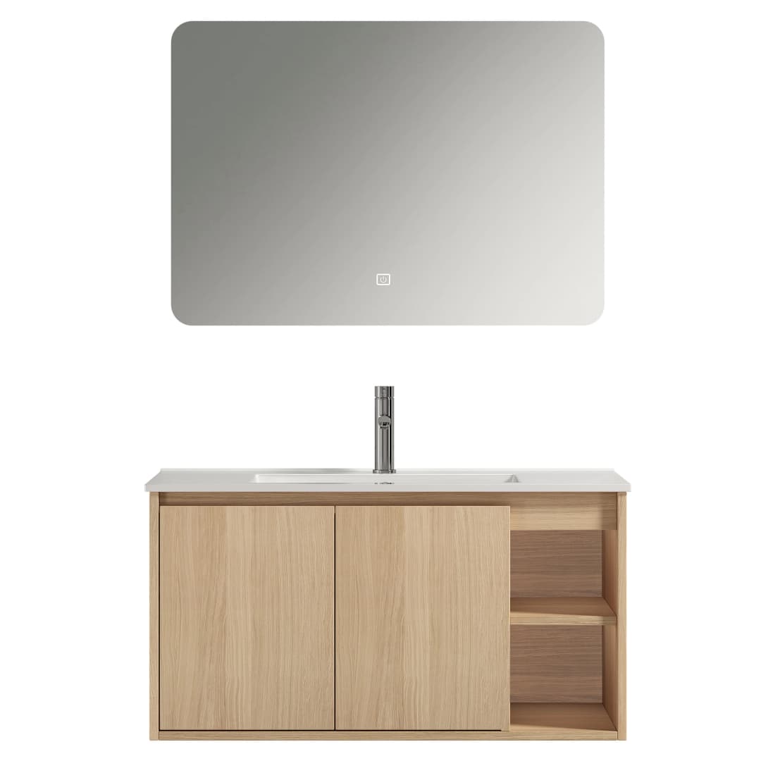 Mueble de Baño Nepal con Lavamanos 900x470x500 mm 2 Puertas y Repisa Light Oak
