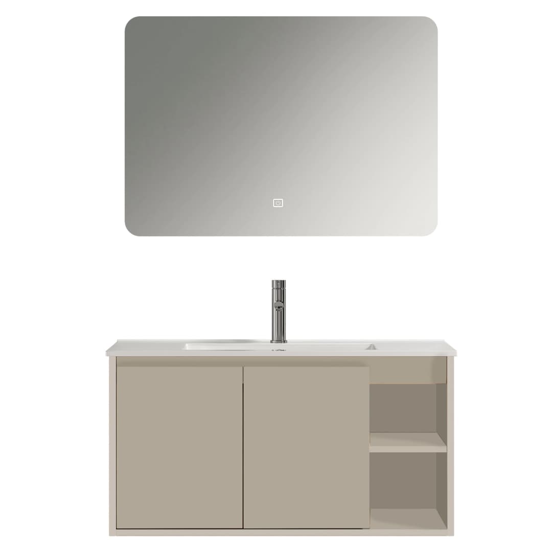 Mueble de Baño Nepal con Lavamanos 900x470x500 mm 2 Puertas y Repisa Beige