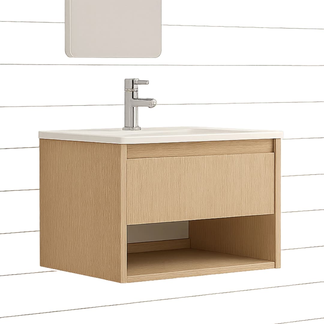 Mueble de Baño Nepal 1 Cajón y Repisa Roble con Lavamanos 710x465x500 mm