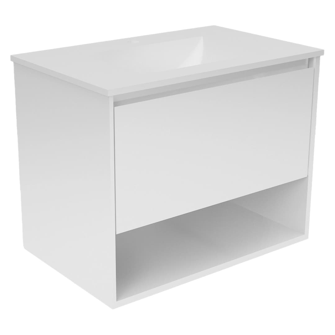 Mueble de Baño Delfos con Lavamanos 600x450x600 mm 1 Cajón y Repisa Blanco Lacado
